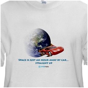 space is just an hour away by car scientific blogging t-shirt